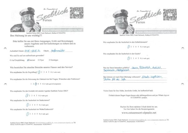 Gästefeedback vom 01.05.2024-08.05.2024